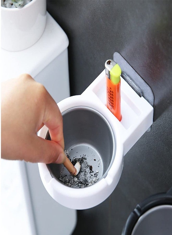 Leeonz Wall Mounted Ashtray Stainless Steel Ashtray Bathroom Cigarette Holder Storage Rack, Punch-Free, Ashtray for Cigarettes, Indoor or Outdoor Ash Trays for Office Home Bar Decoration (White) - Image 3